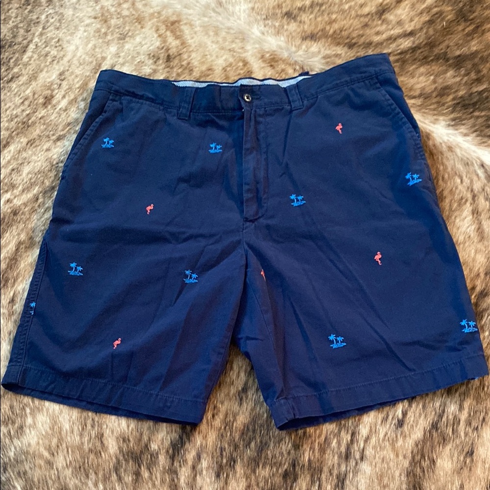 Navy Blue Embroidered Shorts